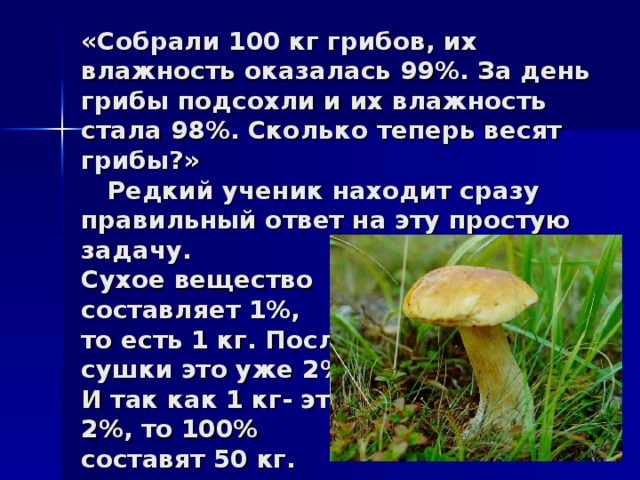 Влажность грибов