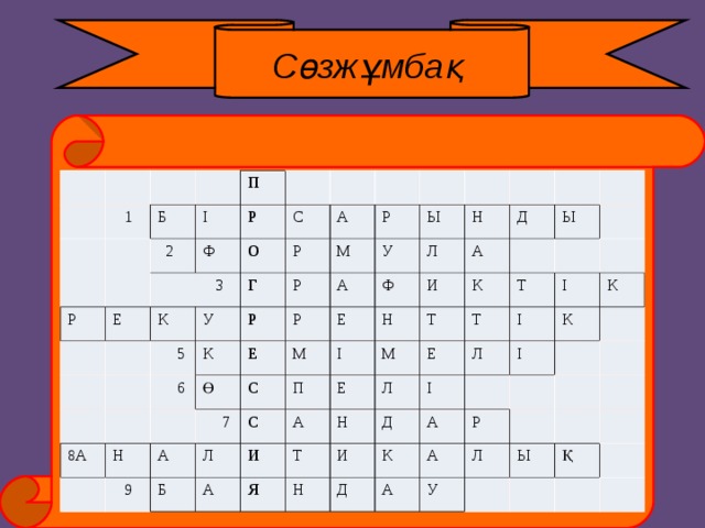 Сөзжұмбақ     1 Б Р  2 І П Е Ф  3 Р О С К У Р  5 А Г  6 К М Р Р Р 8А Ө Р У Н Ы А Е Н М Л С  9 Е Ф  7 А П А Н Б Л С Д І И М Ы Е Т К А А И Т Л Е Я Н Т Т Л Д І І І Н И К А К І К Д Р А А Л У Ы Қ